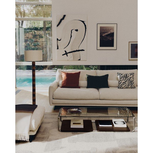 Tmavě hnědý konferenční stolek se skleněnou deskou 60x140 cm Tarsel – Kave Home-image-1