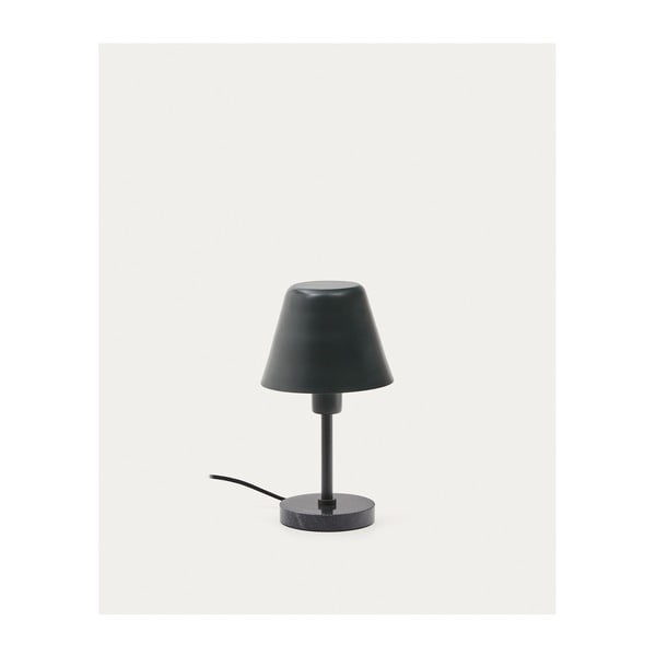 Tmavě zelená/černá mramorová stolní lampa s kovovým stínidlem (výška 32 cm) Calina – Kave Home-image-4