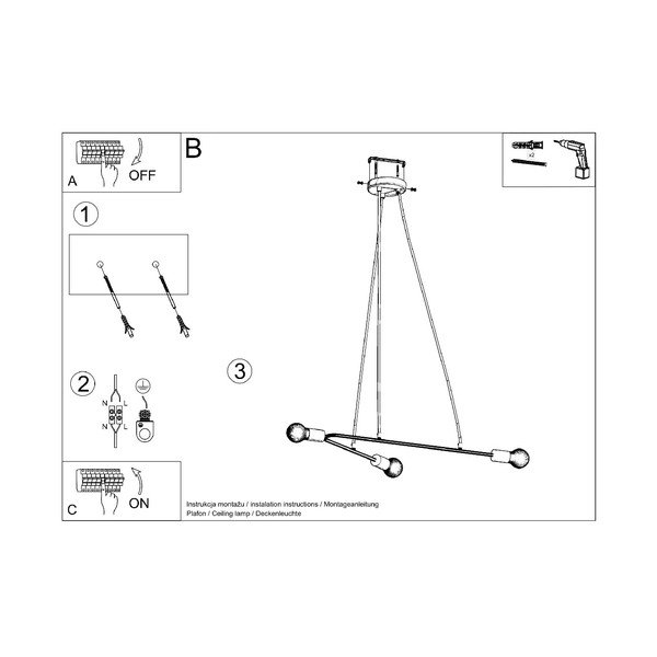 Černé závěsné svítidlo 80x40 cm Latomia - Sollux-image-4