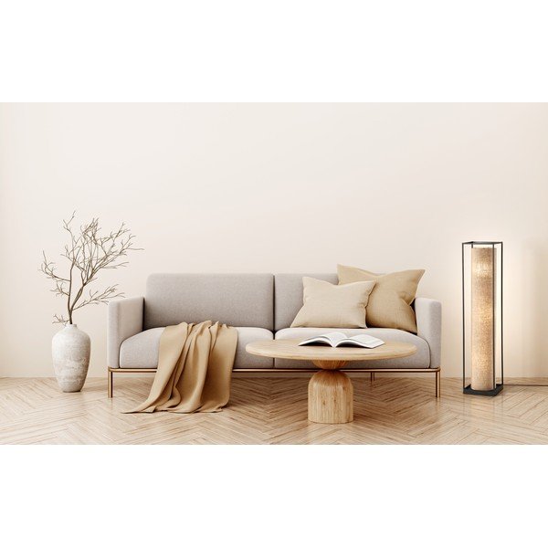 Černo-béžová stojací lampa s textilním stínidlem (výška 114,5 cm) Thor – Fischer & Honsel-image-1