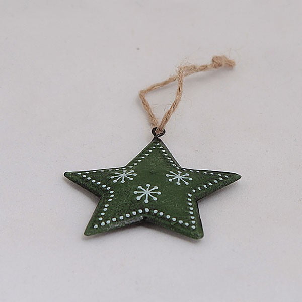 Kovové závěsné dekorace zelené hvězdy, 6 ks-image-1