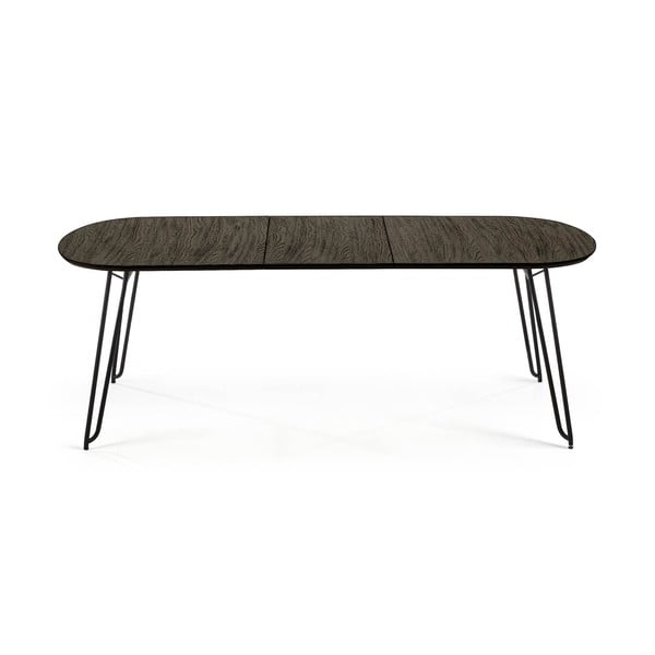 Tmavě hnědý rozkládací jídelní stůl s deskou v dekoru jasanového dřeva 100x170 cm Milian – Kave Home-image-4