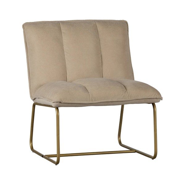 Béžové křeslo s konstrukcí ve zlaté barvě WOOOD Fie