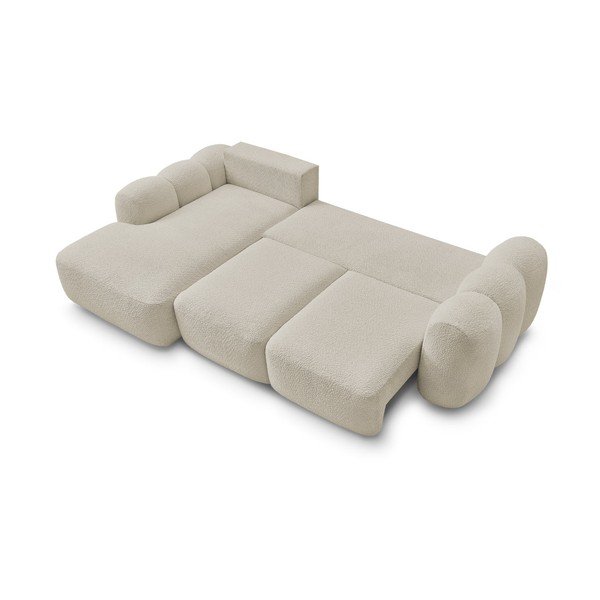 Béžová rozkládací/s úložným prostorem rohová pohovka z textilie bouclé (levý roh/s lenoškou) Montaigne – Bobochic Paris-image-3