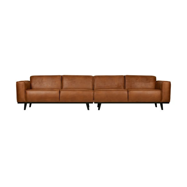 Koňakově hnědá pohovka z imitace kůže BePureHome Statement, 372 cm
