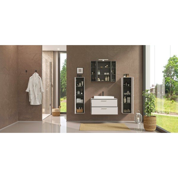 Šedobéžová závěsná skříňka s umyvadlem 80x47 cm Sovana – Germania-image-2