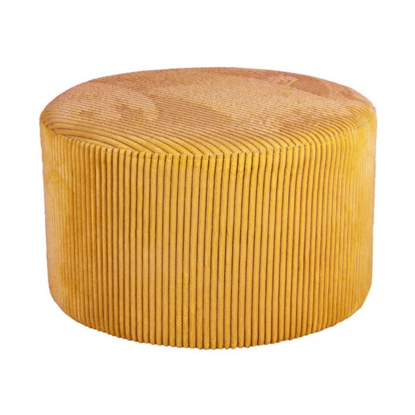 Žlutý manšestrový puf Leitmotiv Glam, ⌀ 52 cm