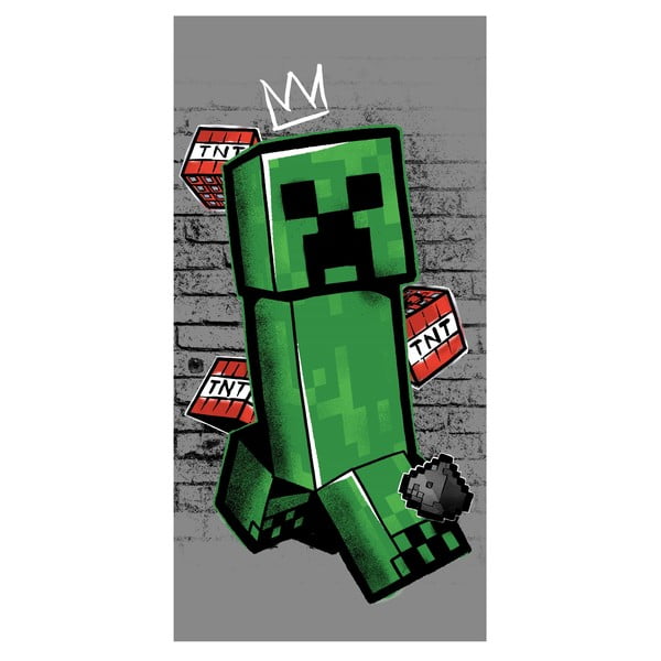 Zeleno-šedá bavlněná dětská osuška 70x140 cm Minecraft "Metro Art Creeper" – Jerry Fabrics