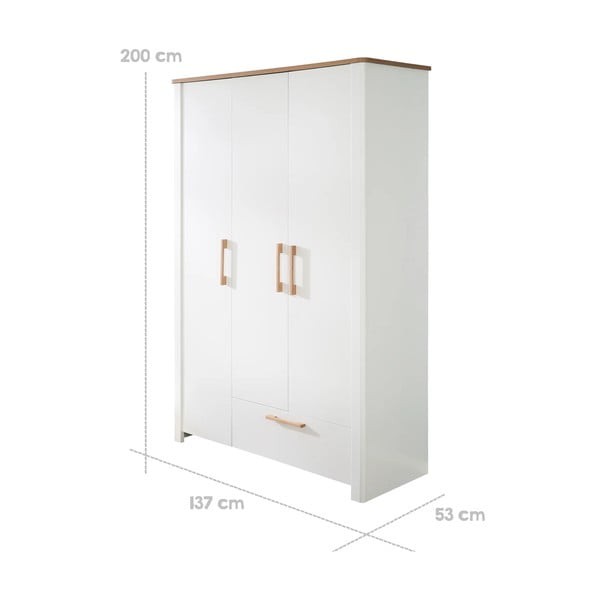 Bílá dětská šatní skříň 139x200 cm Ava – Roba-image-3