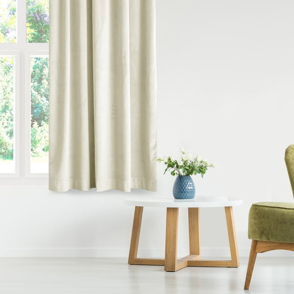 Krémový sametový dimout závěs 140x245 cm – Restilo-image-4