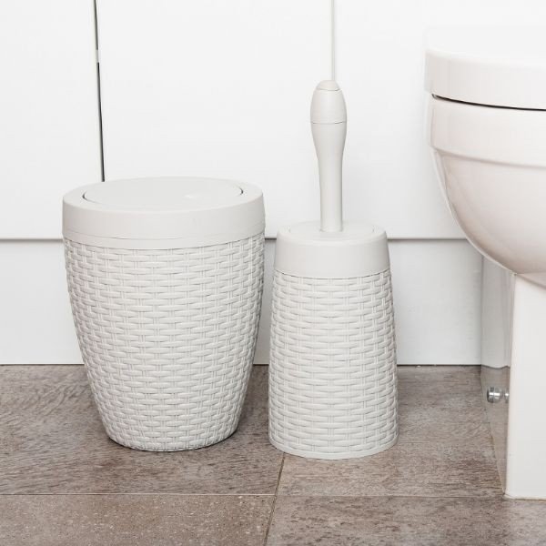 Krémový koupelnový koš Addis Rattan Bath Bin Calico, 5 l-image-1