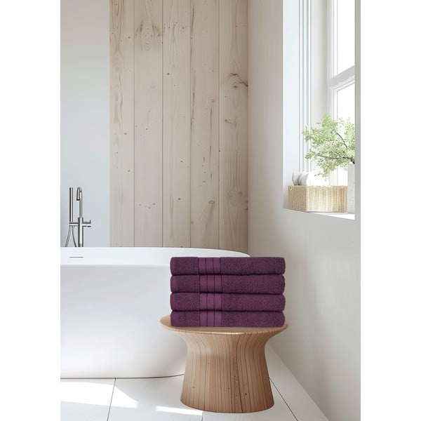 Vínové froté bavlněné ručníky v sadě 4 ks 50x100 cm – Good Morning-image-2