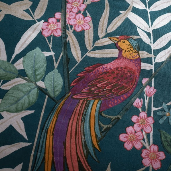 Tmavě zelené prodloužené povlečení na dvoulůžko 230x220 cm Tropical Floral Birds – Catherine Lansfield-image-4