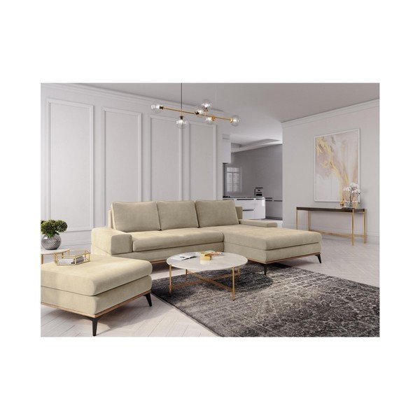 Béžová rozkládací rohová pohovka Windsor & Co Sofas Planet, pravý roh-image-1