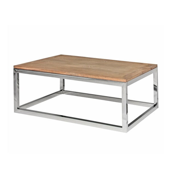 Konferenční stolek ve stříbrné barvě s deskou z dubového dřeva Artelore Dover