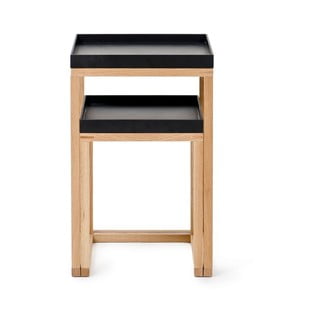 Sada 2 dubových odkládacích stolků s černou deskou Wireworks Oak