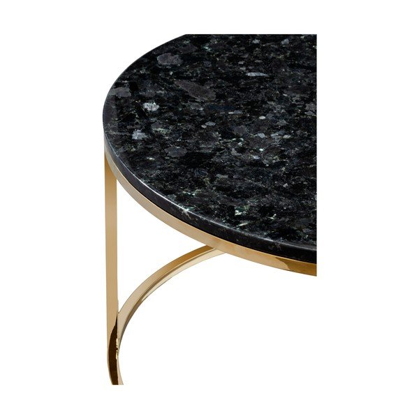 Černý žulový konferenční stolek s podnožím ve zlaté barvě RGE Crystal, ⌀ 85 cm-image-3