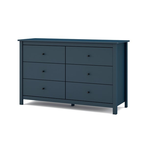 Tmavě modrá nízká komoda z borovicového dřeva 130x80 cm Misti – Marckeric-image-2