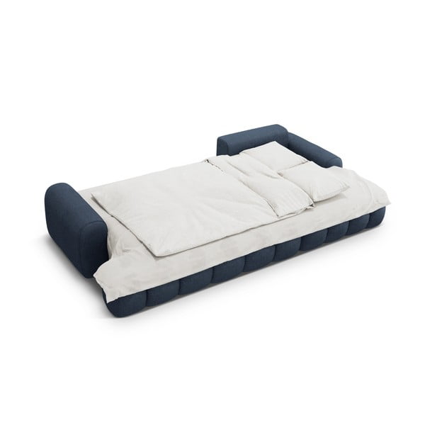 Tmavě modrá rozkládací/s úložným prostorem rohová pohovka (pravý roh/s lenoškou) Linz – Cosmopolitan Design-image-4