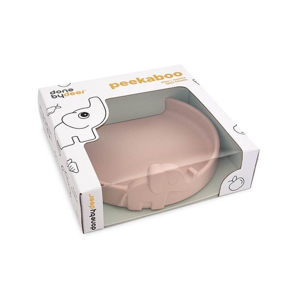 Růžový dětský silikonový talíř Done by Deer Peekaboo Elphee-image-2