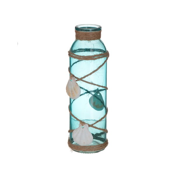 Modrá skleněná dekorativní láhev s mušličkami InArt Sea, ⌀ 6 cm