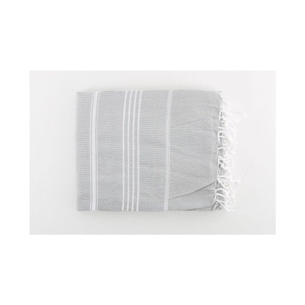 Světle šedá bavlněná osuška Hammam Sultan, 100 x 180 cm-image-2