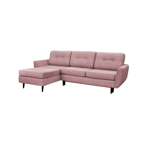 Světle růžová rozkládací pohovka s černými nohami Mazzini Sofas Hortensia, levý roh-image-1