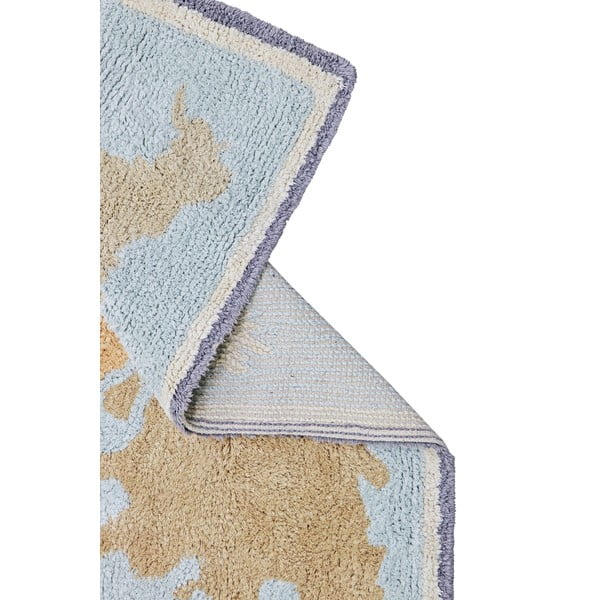 Modro-béžový pratelný ručně tkaný bavlněný dětský hrací koberec 70x100 cm Mini Worldmap – Lorena Canals-image-3