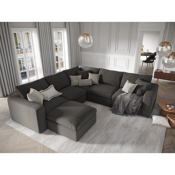Tmavě hnědá oboustranná rohová část modulární manšestrové pohovky Windsor & Co Sofas Galaxy-image-4