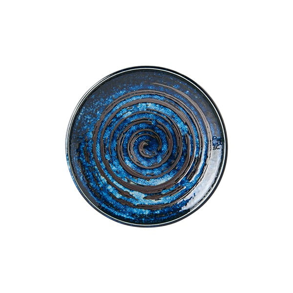 Modrý keramický talíř MIJ Copper Swirl, ø 17 cm