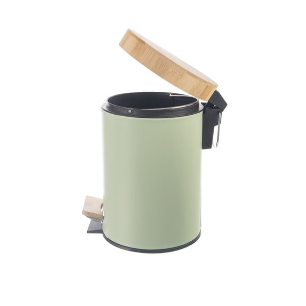 Světle zelený nášlapný kovový odpadkový koš 3 l Greenish – Orion-image-3