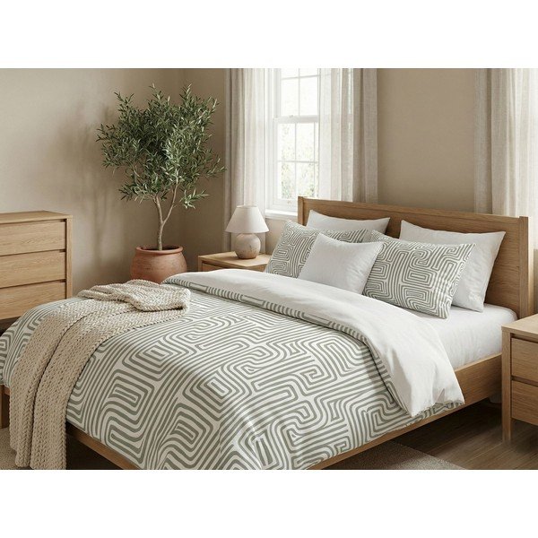 Šalvějově zelené povlečení na dvoulůžko 200x200 cm Maze – Mijolnir