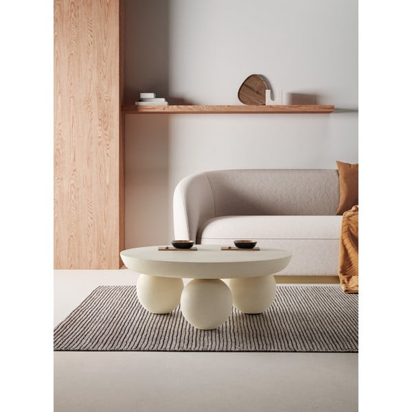 Béžový kulatý konferenční stolek z mangového dřeva ø 90 cm Ailen – MOME-image-1