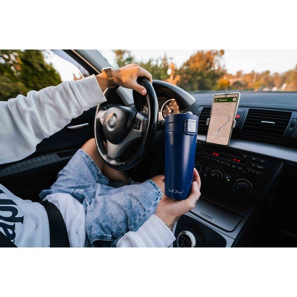 Tmavě modrý cestovní termohrnek Vialli Design Fuori, 400 ml-image-4