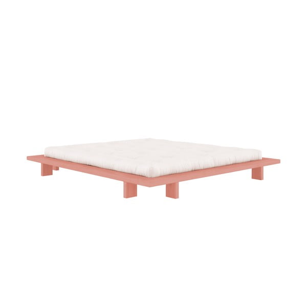 Světle růžová dvoulůžková postel z borovicového dřeva s roštem 140x200 cm Japan – Karup Design-image-3