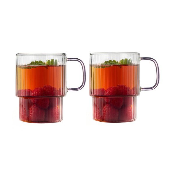 Růžové skleněné hrnky v sadě 2 ks na cappuccino 350 ml Livio – Vialli Design