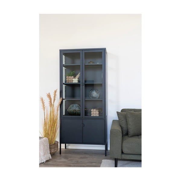 Černá kovová vitrína 80x180 cm Brisbane – House Nordic-image-4