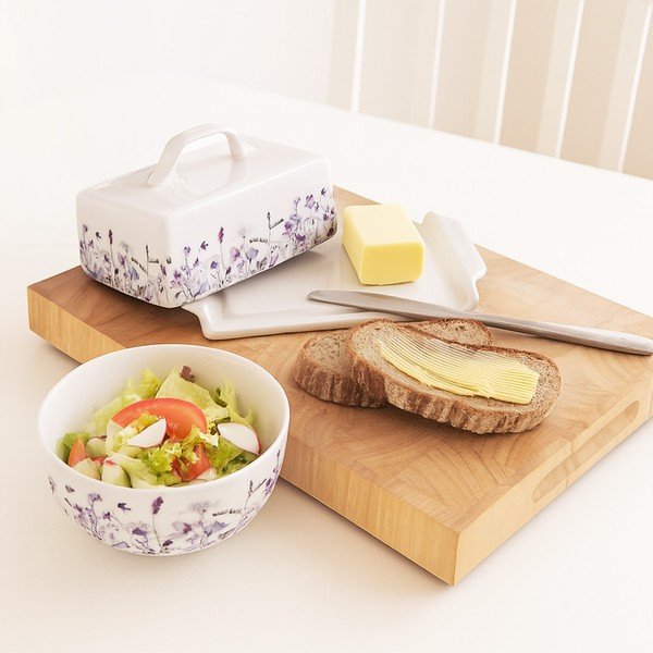 Bílá/fialová porcelánová polévková miska 500 ml Louka – Orion-image-1