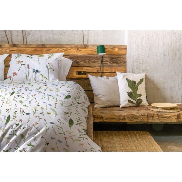 Bílo-zelené povlečení na jednolůžko z bavlněného saténu 140x200 cm – Butter Kings-image-1