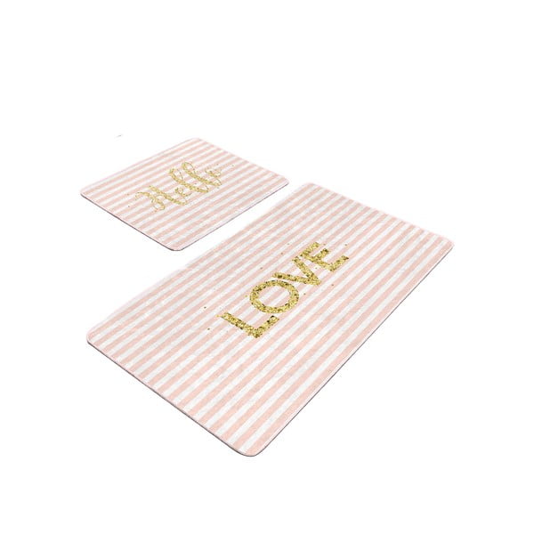 Růžové sametové koupelnové předložky v sadě 2 ks 60x100 cm Love – Mila Home