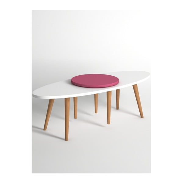 Růžovo-bílý konferenční stolek Monte Jenga
