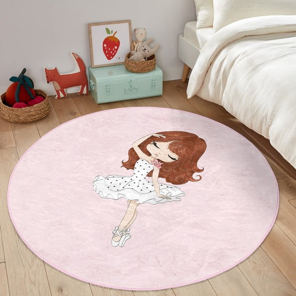 Růžový dětský koberec ø 80 cm Comfort – Mila Home-image-4