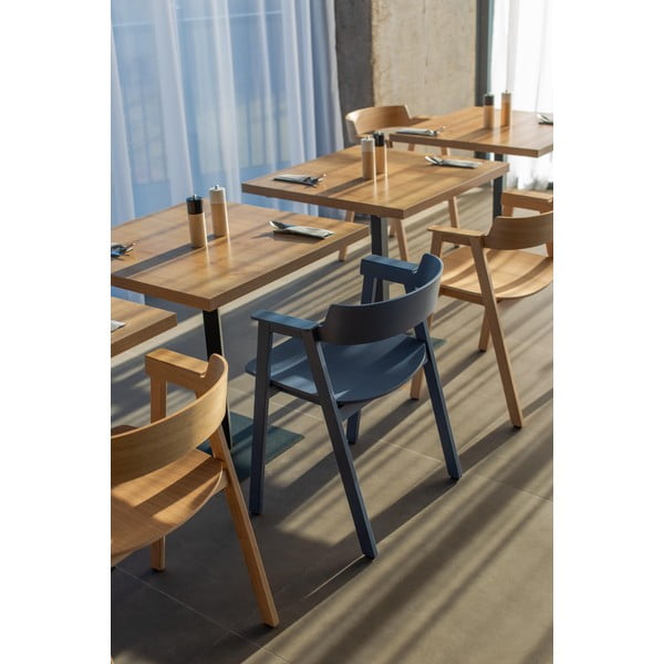 Modrá jídelní židle s područkami z dubového dřeva Flip – Gazzda-image-4