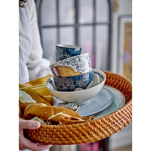 Bílo-modrá miska z kameniny 460 ml Hezha – Bloomingville-image-1