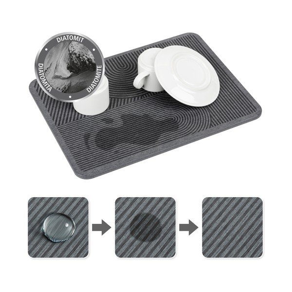 Šedá z křemeliny odkapávací podložka na nádobí 40x30 cm Damon – Wenko-image-2