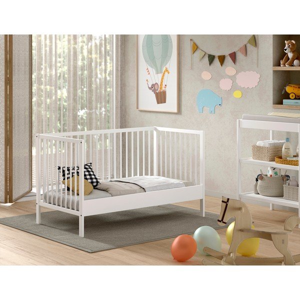 Bílá postýlka z borovicového dřeva 70x140 cm DINO – Vipack-image-1