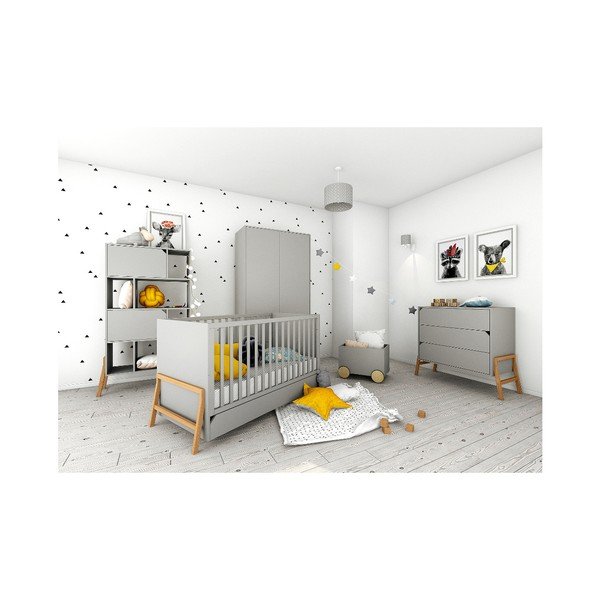 Šedá knihovna z dubového dřeva BELLAMY Lotta-image-1