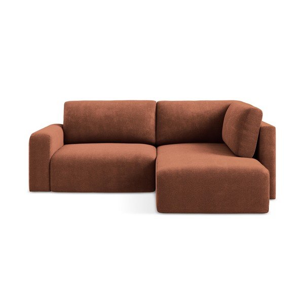 Žinylková rozkládací/s úložným prostorem rohová pohovka v terakotové barvě (pravý roh/do L) Kona – Makamii