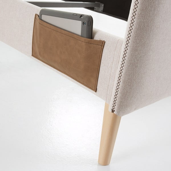 Béžová dvoulůžková postel Kave Home Lydia, 160 x 200 cm-image-1