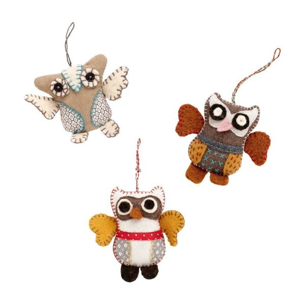 Set ozdob Mini Owls, 3 ks